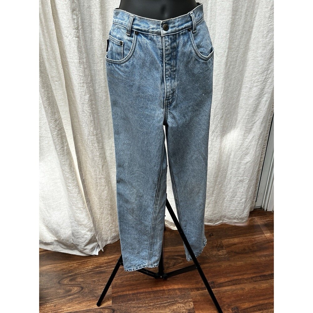 Vintage Bugle Boy Gold Crest Series Light Wash Straight Blue Jeans 80s era 28x31